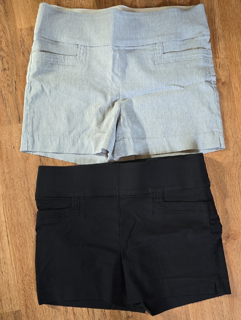 Maurices High-Waist Pull-On Shorts in Black and Light Gray